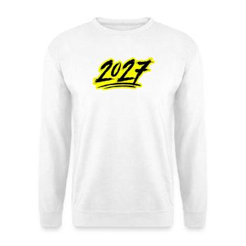 2027 Jahreszahl - Unisex Pullover - Weiß - Vorne - Alina (178cm) & Michal (187cm)