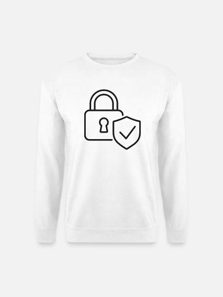 Sicheres Vorhängeschloss-Schildlinien-Symbol - Unisex Pullover - Weiß