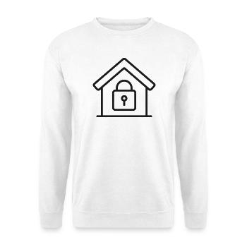 Symbol der Vorhängeschlosszeile für die Haussicherheit - Unisex Pullover - Weiß - Vorne - Alina (178cm) & Michal (187cm)