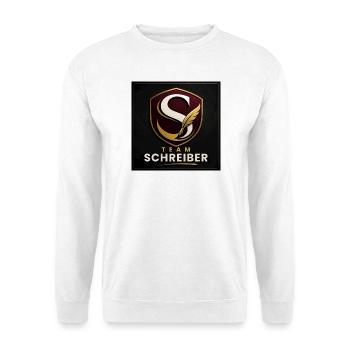 Team Schreiber Nachname Familien Name Teamwork  - Unisex Pullover - Weiß - Vorne - Alina (178cm) & Michal (187cm)