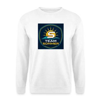 Sonnenlogo Team Sommer Familienname Teamname  - Unisex Pullover - Weiß - Vorne - Alina (178cm) & Michal (187cm)