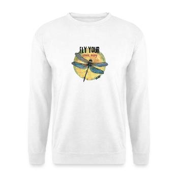 Flieg deinen eigenen Weg, Dragonfly Circle - Unisex Pullover - Weiß - Vorne - Alina (178cm) & Michal (187cm)