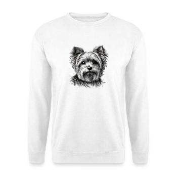 Yorkie Porträt - Unisex Pullover - Weiß - Vorne - Alina (178cm) & Michal (187cm)