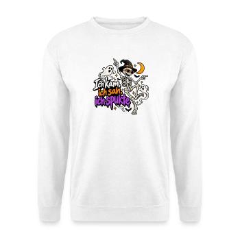 Ich kam, ich sah, ich spukte - Unisex Pullover - Weiß - Vorne - Alina (178cm) & Michal (187cm)