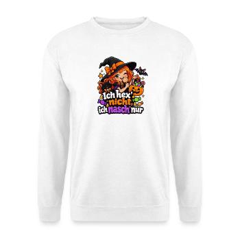 Ich hex’ nicht, ich nasch’ nur - Unisex Pullover - Weiß - Vorne - Alina (178cm) & Michal (187cm)