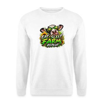 Eat Sleep Farm Repeats - Unisex Pullover - Weiß - Vorne - Alina (178cm) & Michal (187cm)