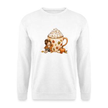 Gemütlicher Herbst Kaffee Zauber - Unisex Pullover - Weiß - Vorne - Alina (178cm) & Michal (187cm)