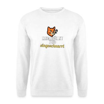 Erstkatzenhalter Geschenk zur ersten Woche - Unisex Pullover - Weiß - Vorne - Alina (178cm) & Michal (187cm)