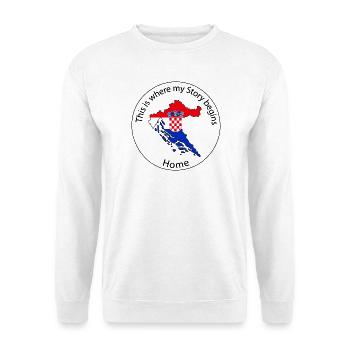Kroatien - This is where My Story beginns - Unisex Pullover - Weiß - Vorne - Alina (178cm) & Michal (187cm)