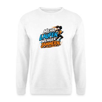 Joggen - Mehr Laufen - Joggerinnen - Unisex Pullover - Weiß - Vorne - Alina (178cm) & Michal (187cm)