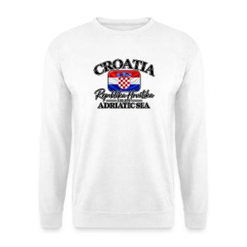 Croatia - Kroatien - Wappen - Mittelmeer - Adria - Unisex Pullover - Weiß - Vorne - Alina (178cm) & Michal (187cm)
