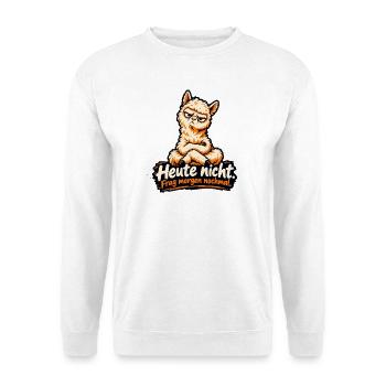 Heute nicht – Alpaka Spruch lustig Morgenmuffel - Unisex Pullover - Weiß - Vorne - Alina (178cm) & Michal (187cm)