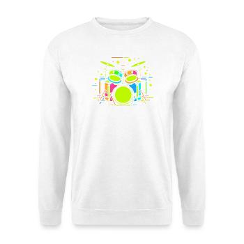Drum Kit Comic - Unisex Pullover - Weiß - Vorne - Alina (178cm) & Michal (187cm)