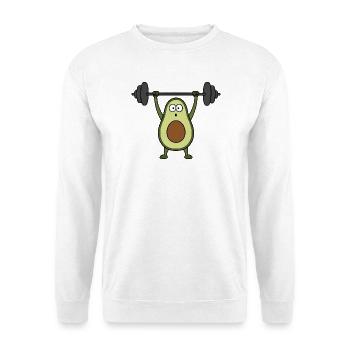 Avocado Gemüse Fitness Bodybuilder Comic Lustig - Unisex Pullover - Weiß - Vorne - Alina (178cm) & Michal (187cm)