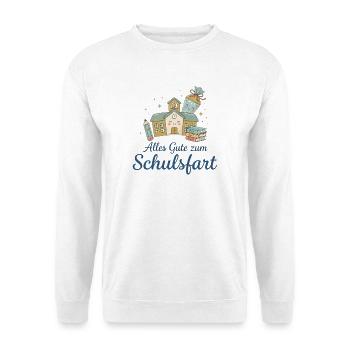 Schulstart Glücksillustration - Unisex Pullover - Weiß - Vorne - Alina (178cm) & Michal (187cm)