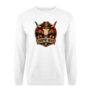 Country Musik Schädel Ranch - Unisex Pullover - Weiß - Vorne - Alina (178cm) & Michal (187cm)