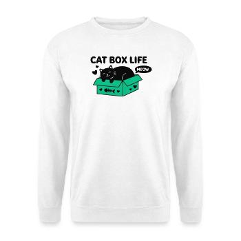 Cat Box Life Katzen Logo - Unisex Pullover - Weiß - Vorne - Alina (178cm) & Michal (187cm)
