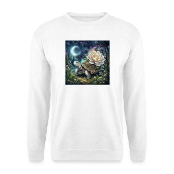Blume im Mondlicht - Unisex Pullover - Weiß - Vorne - Alina (178cm) & Michal (187cm)