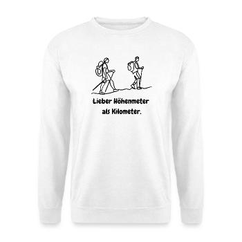 lieber höhenmeter als kilomenter - Unisex Pullover - Weiß - Vorne - Alina (178cm) & Michal (187cm)