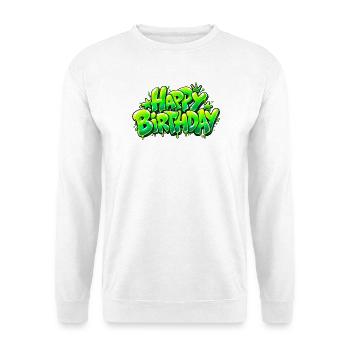 Happy Birthday Graffiti Slime: Zu stilvoll! - Unisex Pullover - Weiß - Vorne - Alina (178cm) & Michal (187cm)