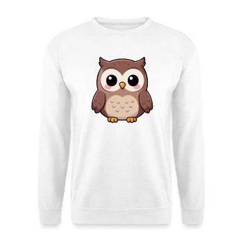 Niedliche Eule Kawaii Geschenk  - Unisex Pullover - Weiß - Vorne - Alina (178cm) & Michal (187cm)