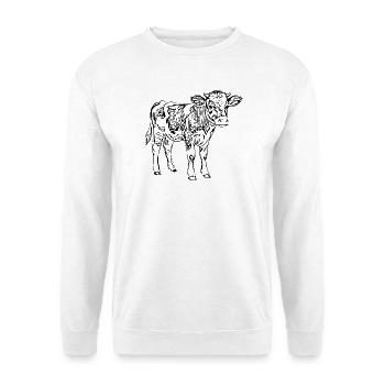 Kuh Kalb Geschenk Bauern Landwirte  - Unisex Pullover - Weiß - Vorne - Alina (178cm) & Michal (187cm)