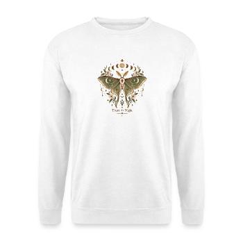 Mondfalter der Nacht - Unisex Pullover - Weiß - Vorne - Alina (178cm) & Michal (187cm)