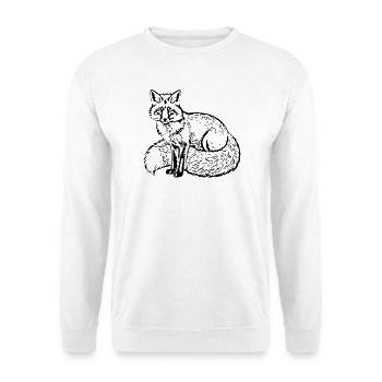 Fuchs schwarz Geschenk Waldliebhaber wanderer - Unisex Pullover - Weiß - Vorne - Alina (178cm) & Michal (187cm)