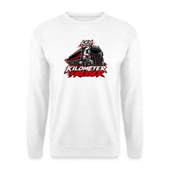 LKW Fohra - Kilometer Fresser, LKW Fahrer - Unisex Pullover - Weiß - Vorne - Alina (178cm) & Michal (187cm)