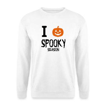 Ich liebe die Spooky Season - Unisex Pullover - Weiß - Vorne - Alina (178cm) & Michal (187cm)