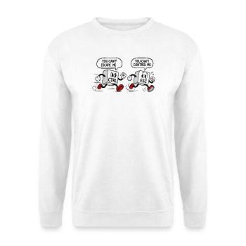 Geek Humor CTRL vs ESC - Unisex Pullover - Weiß - Vorne - Alina (178cm) & Michal (187cm)