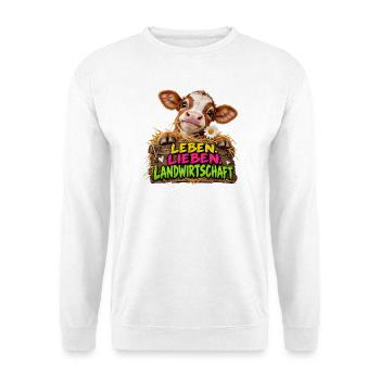 Leben Lieben Landwirtschaft - Unisex Pullover - Weiß - Vorne - Alina (178cm) & Michal (187cm)