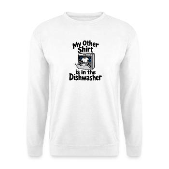 Mein anderes Hemd ist in der Spülmaschine - Unisex Pullover - Weiß - Vorne - Alina (178cm) & Michal (187cm)