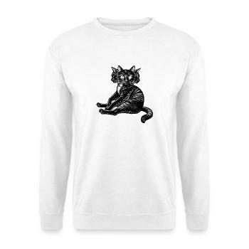 Die mythische dreiköpfige Katze - Unisex Pullover - Weiß - Vorne - Alina (178cm) & Michal (187cm)