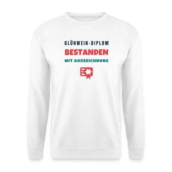 Glühwein Diplom bestanden mit Auszeichnung - Unisex Pullover - Weiß - Vorne - Alina (178cm) & Michal (187cm)
