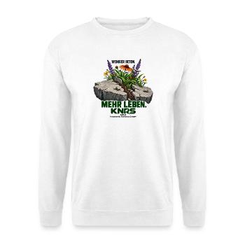 Beton trifft Natur: Blühende Risse - Unisex Pullover - Weiß - Vorne - Alina (178cm) & Michal (187cm)