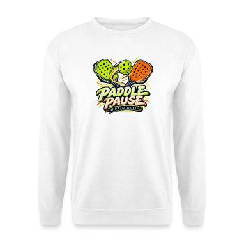 Paddle Pause – Spielt sich besser - Unisex Pullover - Weiß - Vorne - Alina (178cm) & Michal (187cm)