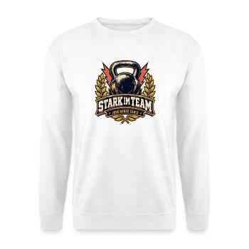 Stark im Team – Jede Runde zählt - Unisex Pullover - Weiß - Vorne - Alina (178cm) & Michal (187cm)