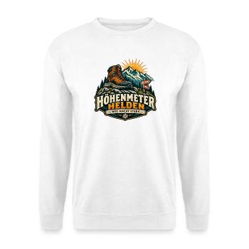 Höhenmeter Helden – Weg macht stark - Unisex Pullover - Weiß - Vorne - Alina (178cm) & Michal (187cm)