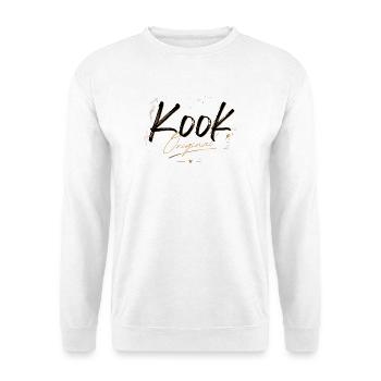 Kook Original Glam Schriftzug Schwarz Gold - Unisex Pullover - Weiß - Vorne - Alina (178cm) & Michal (187cm)