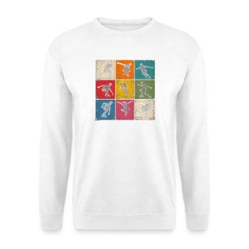 Inline Skating Retro Collage - Unisex Pullover - Weiß - Vorne - Alina (178cm) & Michal (187cm)