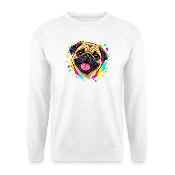 Mops Hund süßer Mops niedlicher Mops - Unisex Pullover - Weiß - Vorne - Alina (178cm) & Michal (187cm)