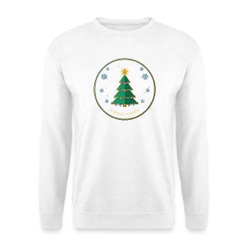 Weihnachtsbaum mit Sternenkranz - Unisex Pullover - Weiß - Vorne - Alina (178cm) & Michal (187cm)
