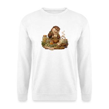 Otter mischt Kräutertee - Unisex Pullover - Weiß - Vorne - Alina (178cm) & Michal (187cm)