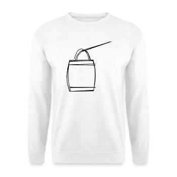 Martinslaterne handgezeichnet - Unisex Pullover - Weiß - Vorne - Alina (178cm) & Michal (187cm)