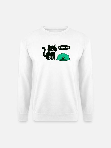 Hungrige Katze Futternapf Grafik - Unisex Pullover - Weiß