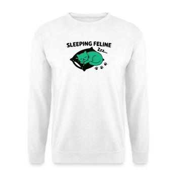 Schlafende Katze Kissen Logo - Unisex Pullover - Weiß - Vorne - Alina (178cm) & Michal (187cm)