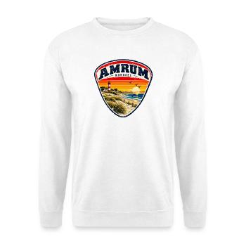 Amrum - Nordsee - Insel - Wittdün - Nebel Norddorf - Unisex Pullover - Weiß - Vorne - Alina (178cm) & Michal (187cm)