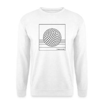 Geometrischer Trance-Drahtgitterglobus - Unisex Pullover - Weiß - Vorne - Alina (178cm) & Michal (187cm)
