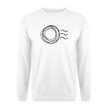 Poststempel handgezeichnet - Unisex Pullover - Weiß - Vorne - Alina (178cm) & Michal (187cm)